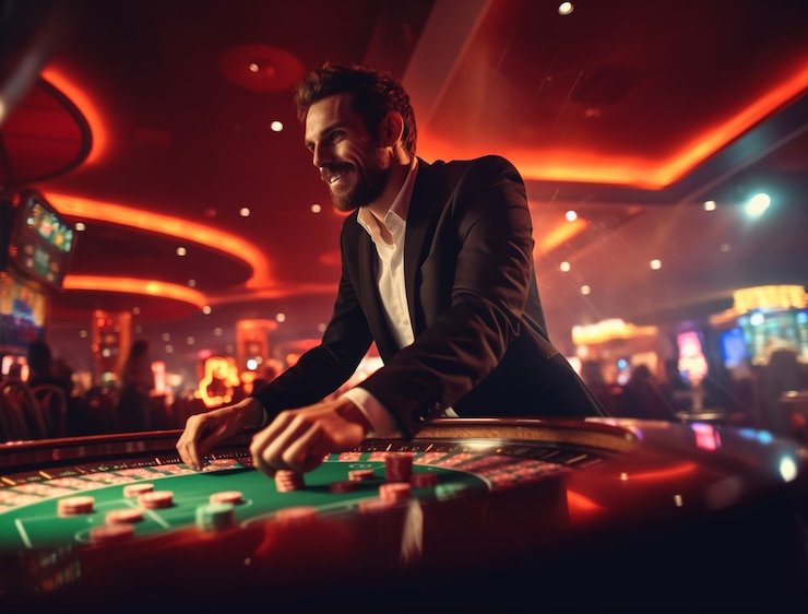 Live dealer at jayabet apk announcing No Commission Baccarat hand settlement
